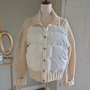 Vintage Polo Cream Knit and Down Puffer Jacket
